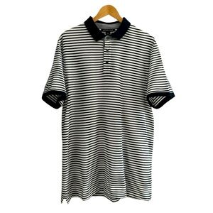 MICHAEL KORS Men’s Navy White Striped Polo Shirt Xl Preppy